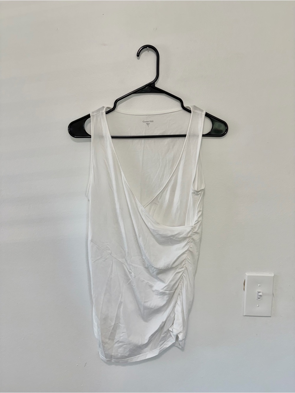 Garnet Hill White Ruched Tank Top- Size Small